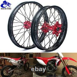 21/19 Front Rear Spoke Wheel Rim Red Hub Set For Honda CRF250R CRF450R 2014-2022