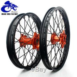 21/19 MX Dirt Spoked Wheel Rim Hub Set KTM EXC SX XC SXF 125 250 350 450 525 530