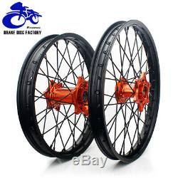 21/19 MX Dirt Spoked Wheel Rim Hub Set KTM EXC SX XC SXF 125 250 350 450 525 530