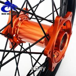 21/19 MX Dirt Spoked Wheel Rim Hub Set KTM EXC SX XC SXF 125 250 350 450 525 530