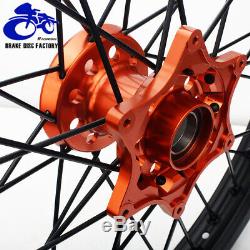 21/19 MX Dirt Spoked Wheel Rim Hub Set KTM EXC SX XC SXF 125 250 350 450 525 530