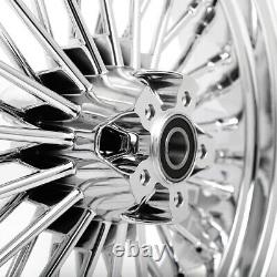 21 2.15 Front 16 3.5 Rear Chrome Fat Spoke Wheels for Harley Touring Softail