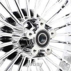 21 2.15 Front 16 3.5 Rear Chrome Fat Spoke Wheels for Harley Touring Softail