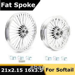 21 2.15 Front 16 3.5 Rear Fat Spoke Wheels for Harley Dyna Softail Deluxe