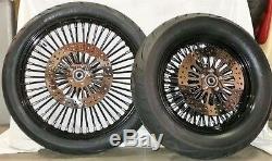 21 Front & 16/150 Avon Tires + King Spoked Black Wheels Mounted & Balanced