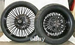 21 Front & 16/150 Avon Tires + King Spoked Black Wheels Mounted & Balanced