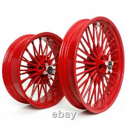 21 Front 18 Rear Red Cast Wheels Single Disc 36 Fat King Spoke for Harley Dyna