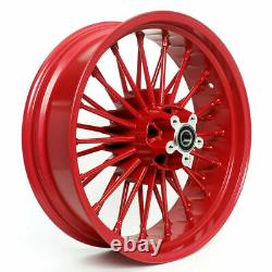 21 Front 18 Rear Red Cast Wheels Single Disc 36 Fat King Spoke for Harley Dyna