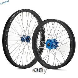 21 Front 18 Rear Spoked Wheels Black Rims Blue Hubs Set for Talaria Sting MX