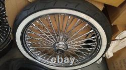 21 X 3.5 Sd &16 X 3.5 Chrome Fat Spoke Set Ww Tires Harley Heritage, Flst 00-03