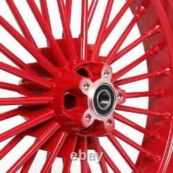21''x3.5'' 16''x3.5'' Red Front Rear Spoke Wheels Set for Harley Softail Dyna