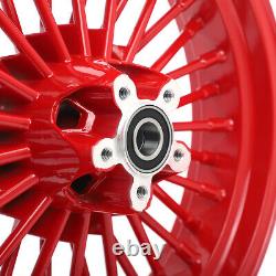 21''x3.5'' 16''x3.5'' Red Front Rear Spoke Wheels Set for Harley Softail Dyna