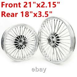 21 x 18 Front Rear Cast Wheels Rim 36 Fat Spokes Dyna FXDL Softail FLSTC