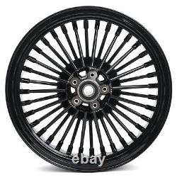 21x16 Gloss Black Tubeless Fat Spoke Front Rear Wheel 84-07 Touring Softail Dyna