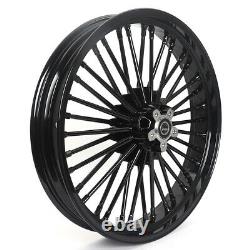 21x16 Gloss Black Tubeless Fat Spoke Front Rear Wheel 84-07 Touring Softail Dyna