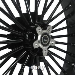 21x16 Gloss Black Tubeless Fat Spoke Front Rear Wheel 84-07 Touring Softail Dyna