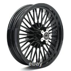 21x16 Gloss Black Tubeless Fat Spoke Front Rear Wheel 84-07 Touring Softail Dyna