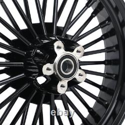 21x16 Gloss Black Tubeless Fat Spoke Front Rear Wheel 84-07 Touring Softail Dyna