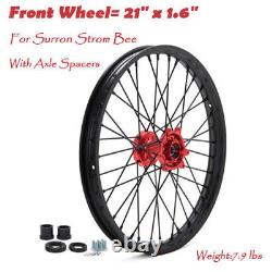 21x1.6 +18x2.1 Front Rear Spoke Wheels Red Hubs Black Rims for SUR-RON Storm Bee