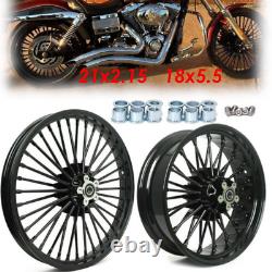 21x2.15 & 18x5.5 Fat Spoke Wheels Rims Set for Harley Dyna Street Bob 2006-2017