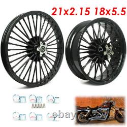 21x2.15 & 18x5.5 Fat Spoke Wheels Rims for Harley Dyna Wide Glide Street Bob FXD