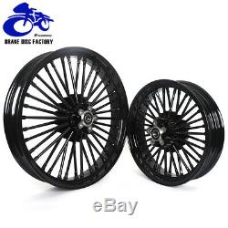 21x3.5 & 16x3.5 Fat Spoke Front Rear Tubeless Wheel Rim Softail Dyna Black