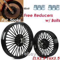 21x3.5 16x3.5 Fat Spoke Wheel Rims Set for Harley Touring Bagger Road King 84-08