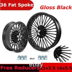 21x3.5 16x5.5 Fat Spoke Wheels Rims Set for Harley Softail Standard FXST FLSTC