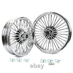 21x3.5 18x3.5 Chrome Fat Spoke Tubeless Cast Wheels Rim Set For Dyna Softail