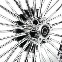 21x3.5 18x3.5 Chrome Fat Spoke Tubeless Cast Wheels Rim Set For Dyna Softail