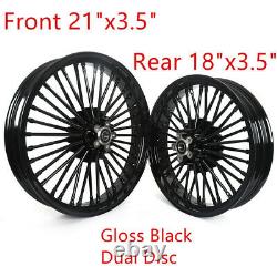 21x3.5 18x3.5 Fat Spoke Wheels for Harley Touring 84-07 Dyna Heritage Softail