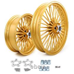 21x3.5 18x5.5 Fat Spoke Gold Wheels for Harley Touring Street Road Glide 84-08