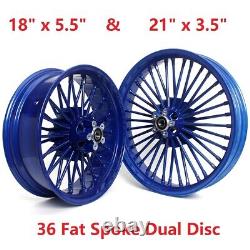 21x3.5 18x5.5 Fat Spoke Wheel Rims Set for Harley Softail Custom FXSTC 2008-2017