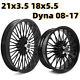 21x3.5 18x5.5 Fat Spoke Wheels Rims For Harley Dyna Street Bob Low Rider 08-17