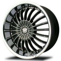 22 Black Silver Wheels Rims 5x135 Mystikol 826 Deep Chrome Lip Multi Spokes