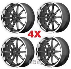 22 Matte Satin Black Chrome Lip Wheels Rims Set 4 5x115 Multi Spokes