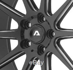 22 Matte Satin Black Chrome Lip Wheels Rims Set 4 5x115 Multi Spokes