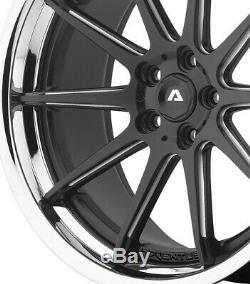 22 Matte Satin Black Chrome Lip Wheels Rims Set 4 5x115 Multi Spokes