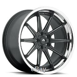 22 Matte Satin Black Chrome Lip Wheels Rims Set 4 5x115 Multi Spokes