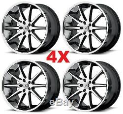 22 Staggered Camaro Wheels Rims Black Chrome Ss Rs Ls Lt Zl1 Le Asanti