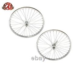 24 X 2.125 Heavy Duty Beach Cruiser 12g Front Or Coaster Chrome 36 Spoke Rims