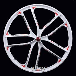 26 10 Spoke Mountain Bike Front & Rear Integrated Wheel Disc Brake Set White