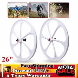 26 BICYCLE WHEEL SET MAG 6-SPOKE MTB BIKE 7,8,9,10 SPEED WITH QR Front & Rear
