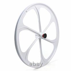 26 Fixed Gear Wheelset Front Rear 6 Spoke Track Wheel Mag Wheels White US 2pcs