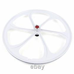 26 Fixed Gear Wheelset Front Rear 6 Spoke Track Wheel Mag Wheels White US 2pcs