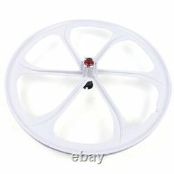 26 Fixed Gear Wheelset Front Rear 6 Spoke Track Wheel Mag Wheels White US 2pcs