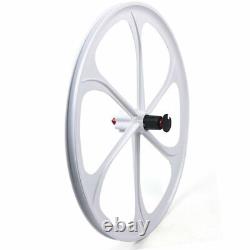 26 Fixed Gear Wheelset Front Rear 6 Spoke Track Wheel Mag Wheels White US 2pcs