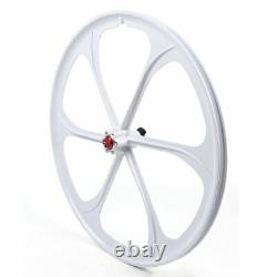 26 Fixed Gear Wheelset Front Rear 6 Spoke Track Wheel Mag Wheels White US 2pcs