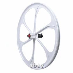 26 Fixed Gear Wheelset Front Rear 6 Spoke Track Wheel Mag Wheels White US 2pcs