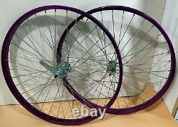 26 Heavy Duty Alloy Front & Rear Coaster Brake Bicycle Wheel 12g spokes silver